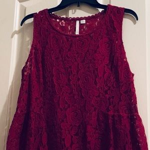 Red Lace Peplum Top